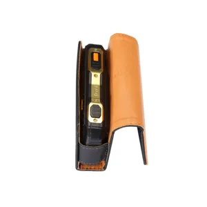 Étui de taille à rabat en cuir universel avec téléphone portable robuste pour seniors, durable.