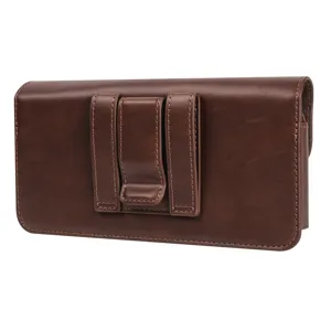Universal 7.2 inch horizontal phone waist pouch leather belt holster case for smartphones