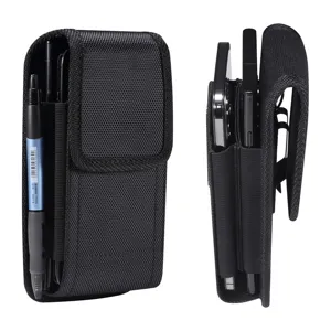 Vertical Men Oxford Fabric Dual Layer Cell Phone Belt Pouch Business Waist Bag Loop Case Holder Wallet