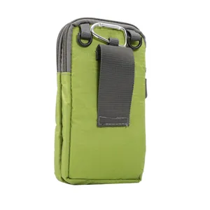 Universal canvas phone waist pouch 6.9 inch zippered belt bag with carabiner clip