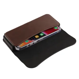 Universal 7.2 inch horizontal PU leather flip waist phone pouch bag holster for smartphones