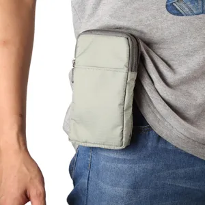 Universal Canvas Phone Waist Bag 6.9 Inch Multi-Pocket Belt Pouch Holster for Daily Outdoor Work