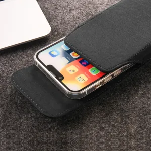 Lightweight waterproof nylon vertical phone holster waist bag detail view with secure magnetic buckle.