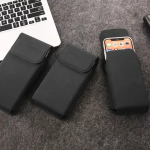 Vertical nylon phone holster universal waist pouch belt case for outdoor daily use and travel.