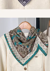 Vintage paisley silk square scarf 70cm elegant women ethnic style neckerchief spring autumn