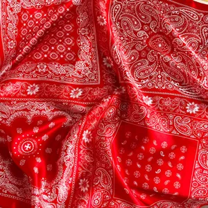 Red silk scarf 70cm square bandana paisley floral mulberry silk women fashion neckerchief