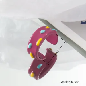 Cute enamel open ring for women, stylish adjustable finger ring with colorful design.