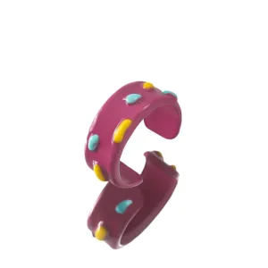Cute purple enamel open ring with colorful dots adjustable ring for women fashion jewelry
