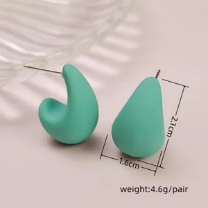 Macaron candy color drop earrings simple minimalist geometric C-shaped ear studs for women accessories
