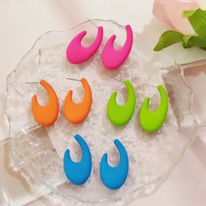 Kreative Sommer Bonbonfarben Halbkreis C-Förmige Ohrstecker Süß Minimalistisch Geometrisch CCB Galvanisiert Ohrringe Für Damen Schmuck