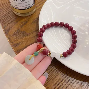 Nouveau bracelet de boucle de sécurité en cinabre rétro chinois, bijoux élégants.