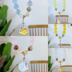 Bracelet de perles en cristal de lotus de style néo-chinois, bijoux doux pour femmes.