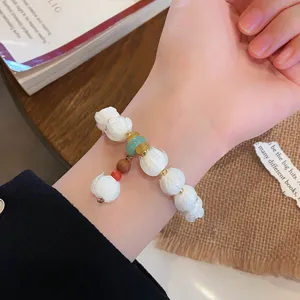 Bracciale di loto in vetro smaltato fatto a mano gioielli da polso di perline stile dolce quotidiano