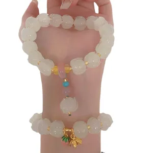 Braccialetto di perle di loto dolce con ciondoli gioiello da mano accessorio moda regalo