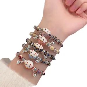 Ceramic Lucky Cat Bracelet Japanese Style Beaded Bracelets Bestie Gift Jewelry