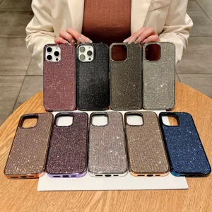 Custodia per Telefono Lussuosa in PC Strass Galvanica Protezione Completa Anti-Caduta Cielo Stellato Cover Protettiva Luccicante per Smartphone