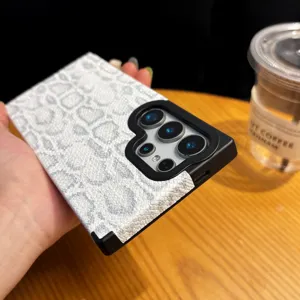 Samsung snake skin texture phone case with custom camera cutout and premium protective frame.