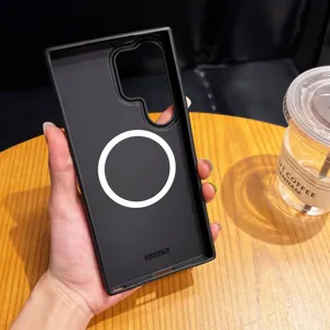 Detailed view showing the interior design of the magnetic phone case with built-in ring support.