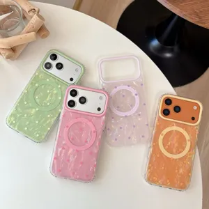 Korean Style Magnetic Silicone Phone Case With Shell Texture And Polka Dots Shockproof Cover For iPhone Series Accessories