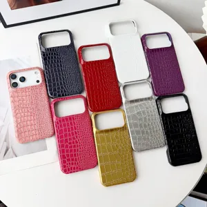 Funda de Teléfono de Lujo Patrón de Cocodrilo Gradiente Para iPhone 17 Pro Max 16 Pro Plus PC Bisel de Cámara Alto