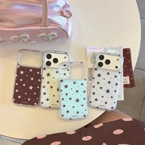 Minimalist star pattern transparent phone case compatible with iPhone 16 Pro Max 15 14