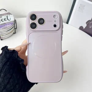 Purple magnetic silicone phone case compatible with iPhone shockproof protective cover.
