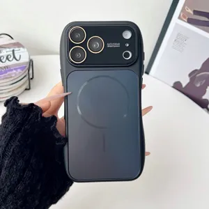 Magnetic shockproof phone case for iPhone with camera protection and metal ring accent