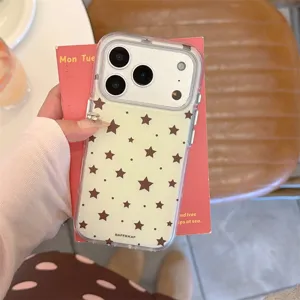 Minimalist star polka dot phone case compatible with iPhone series, stylish aesthetic design.