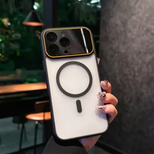 Magnetic frosted phone case compatible with iPhone, drop-proof protective back cover