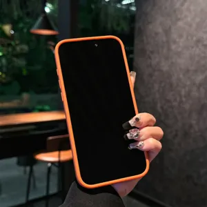Orange magnetic protective phone case compatible with Apple iPhone, durable hard shell cover.