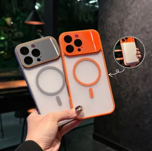 Minimalist Matte Frosted Translucent Magnetic Phone Case With Camera Window Lens Protector Shockproof Case For iPhone Series