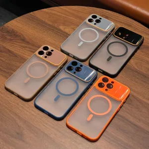 Magnetic matte phone case with camera protector compatible for iPhone 15 16 14 13 series