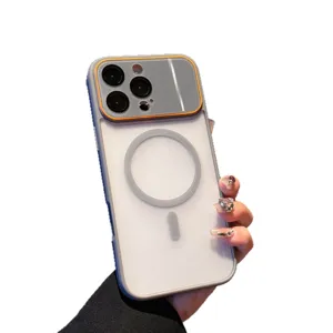 Magnetic Translucent Phone Case with Large Camera Window Drop Proof Protective Cover