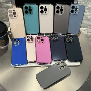 Minimalist Electroplated Glossy Glass Phone Case For iPhone Full Coverage Anti Fingerprint Protective Back Cover