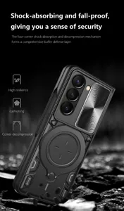 Robustes magnetisches klappbares Handycase mit stoßdämpfenden Ecken und Ständer für Samsung.