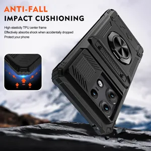 Funda protectora resistente para MOTO edge60 Pro con ranura para tarjetas y soporte.