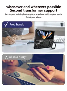 Magnetische klappbare Handyhülle Ständer für Samsung Galaxy Z Fold mit Metallring.