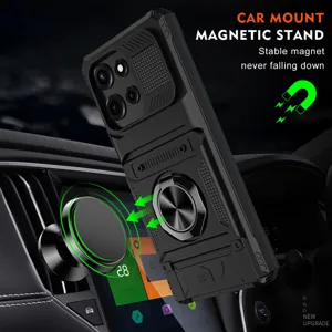 Funda protectora resistente para Motorola con tarjetero, soporte de anillo y soporte magnético.
