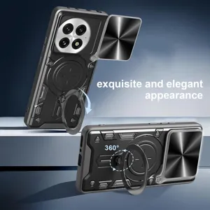 Compatible con funda OnePlus 13, carcasa protectora magnética con soporte de anillo 360.
