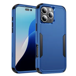 Detalles de la funda protectora anticaída azul con protección de cámara y esquinas airbag.