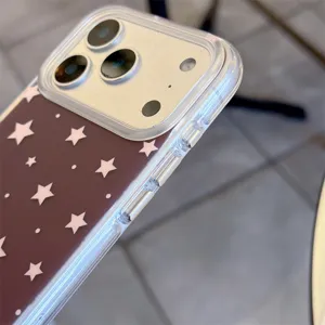 Close-up detail of minimalist star pattern phone case clear bumper elegant design