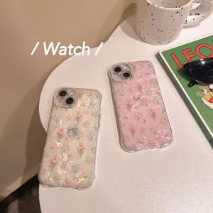 Tulip shell texture phone case detail shot, featuring floral design and drop protection.