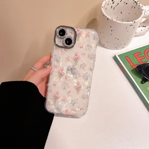 Shell texture tulip phone case for iPhone 17 Pro Max, clear anti-drop floral cover style.