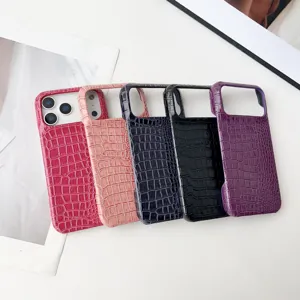 Funda de teléfono de lujo con textura de cuero de cocodrilo para iPhone, funda protectora.