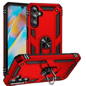 Ανθεκτική θήκη τηλεφώνου armor για Samsung με στήριγμα δακτυλίου κόκκινη προστατευτική