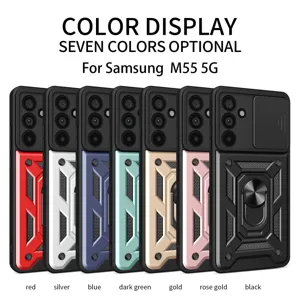 Θήκη προστασίας Samsung M55 5G με συρόμενο κάλυμμα κάμερας και ανθεκτική βάση δακτυλίου
