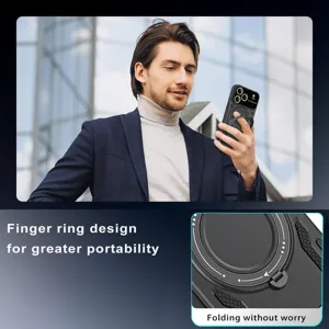 Magnetische Handyhülle mit Ringhalter und Sturzschutz für iPhone 16 17 Pro Max Schutzhülle