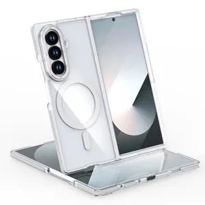 Transparente magnetische Klapphandy-Schutzhülle Nahaufnahme mit tollem Produktdesign.