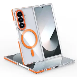Kreativ Acryl Magnetisch Handyhülle Galvanisiert Kontrastfarbe Stoßfeste Schutzhülle Für Faltbildschirm Smartphone