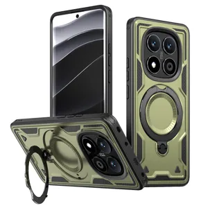 Vista dettagliata della custodia magnetica per telefono con anello supporto e protezione.